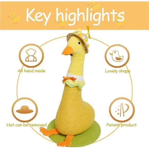 Come On Duck Cat Climbing Frame Natural Sisal Rope Cat Scratching, Yellow